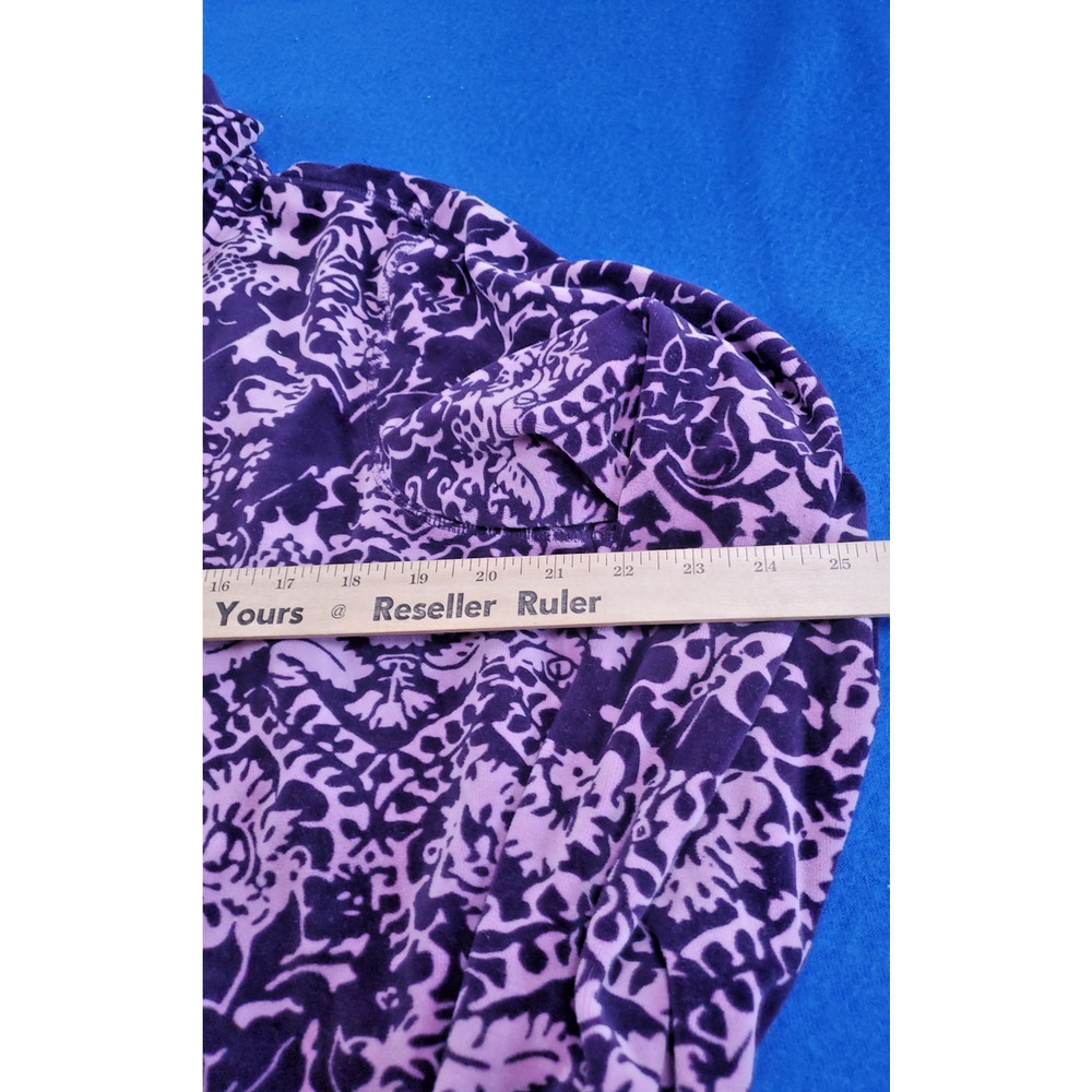 Oleg Cassini Sport Luxe Velour Jacket Womens XL Purple Y2K Track Zip Up - Picture 10 of 15